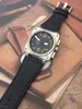 Ny stil mode stil kvarts kronograf torg svart urtavla 46mm klockklockor brun l￤der remmar armbandsur