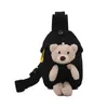 Borsa a tracolla per bambini con orso di peluche a forma di cartone animato Borsa a tracolla per bambini in tela con cerniera per esterni