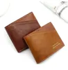 DHL50pcs Wallets Men PU Plain Three Foldable Square Credit Card Holder Mix Color