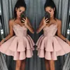 Appliques rosa personalizzati Short Spaghetti Cocktail Party Dresses Mini Gowns Gold Mances Plus size per Womens Club Wear