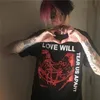 HAHAYULE Love Will Tear Us Apart Graphic Tee Unisex Tumblr Fashion Grunge Black Tee Hipsters Punk Style Top 210311