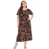 Dress Women Summer V Neck Short Sleeve Colorful Plaid Print Casual Dress Elegant Side Split Maxi Long Dresses 220423