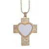 Runde Sublimation leere Goldhalskette Designerschmuck Herren Halskette Frau Party Fotorahmen Silber Kreuz Flügel Herz Strass Anhänger Halsketten für Frauen Geschenk