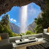 Bakgrundsbilder Custom 3D Po Wallpaper Cave Waterfall Naturlandskap Stora Väggmålningar Heminredning Vardagsrum Sovrum