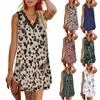 Casual Dresses Womens V Neck Lace Trim Floral Print Tank Dress Loose Sleeveless Summer Party Mini Ladies Nightdress Vestidos Robecasual