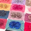 Babymeisjes bloemen hoofdband kinderen zachte nylon elastische haarband kinderen bandanas dubbele bloemhoofdband prinses haaraccessoire 16 kleuren