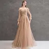 Sukienki imprezowe moda szlachetna szyja łódka wieczór 2022 haft koronkowy długa sukienka panna młoda seksowna suknia balowa bez pleców