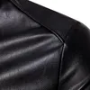 Jaquetas dos homens Homens Faux Leather Cor Solid Face Collar Manga Longa Zip Motocicleta Casaco Casaco Casacos