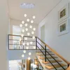 Kolye lambaları Modern LED kabarcık kristal ışıkları yuvarlak sarmal merdiven aydınlatma çizim odası lambası asılı ışık saç