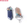 Antique Natural Sword Shape Reiki 7 Chakra Necklace Turquoise Gem stone Pendants Beads Women Jewelry BO983