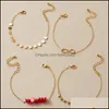 Link Chain Bracelets Jewelry 4Pcs/Set Link Chian For Women Gold Plated Flowers Red Stone Blue Green Beads Rhinestone Bracelet Bangles Gift