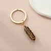 Натуральный камень Золотой проволочный шестиугольный Prism Key Ring