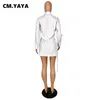 CM.YAYA Femmes Mini Robe Solide Fronces Stretchy Robes Droites Bureau Lady Mode Sexy Vestidos Unique Poitrine Vêtements Automne 220317