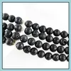 Stone Loose Beads Jewelry Black Lava Volcanics Round 16" Per Strand 6 8 10 12 Mm Pick Size For Dyi Making Drop Delivery 2021 Cdegn