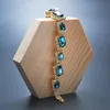 Łańcuch Link 2022 Blue Cz Crystal Women Jewelry Breagry Bracelets do luksusowego 18K złotych płyt Wesela Prezent Inte22