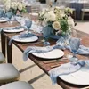 YEPQZQ Dinning table decoration rust runner set wedding cotton gauze dusty blue napkins gift runners 220615