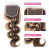 꿀 금발 하이라이트 4x4 레이스 클로저 더블 웨이프 스트레이트 바디 웨이브 Jerry Curly Brazilian Remy Human Hair extent5142171