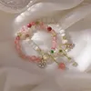 Paski z koralikami 2022 French Sweet Girl Znakomita świeża kryształ truskawki imitacja opal elastyczna bransoletka moda Kobieta biżuteria