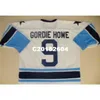 Chen37 C26 NIK1 CustomVintage 1974-75 Houston Eros Gordie Howe Hockey Jersey Embroidery Stitched أو Custom أي اسم أو رقم Retro Jersey