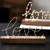home decor Wooden Base Iron LOVE Letters Home Decorative Figurines LED Lamp Light Bedroom Layout Decor illumination Table Y200106