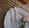 10-11mm Baroque oblate Pearl tassels Stud Dangle & Chandelier Freshwater pearl Earrings white Lady/girl Fashion jewelry