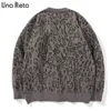 Una reta reta suéter de leopardo vintage Men novo Harajuku Inverno de inverno Roupas masculinas suéter de malha de suéter de tamanho grande T220730