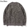 Una Reta Vintage Leopard Sweater Men New Harajuku Winter Men للرجال ذوي السترة المتوترة سترة كبيرة الحجم T220730