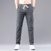 Jantour Brand Summer Thin Men's Casual Pants Solid Color Slim Elastic Waist Cotton Classic Jogging Trousers Male 28-38