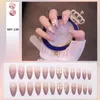 Faux ongles 24 pièces Mini Floral faux tête longue pointue Style doux fini morceau d'ongle avec gelée Gel/colle amovible gagner du temps NIN668 Prud22