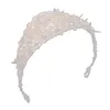 Copricapo di lusso fiori di perline bianche Corona da sposa Fascia per capelli con paillettes pesanti Accessori da sposa Tiara Gioielli Copricapo2131887