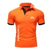 High quality J Lindeberg Golf Polo classic brand Men Shirt Casual solid Short Sleeve cotton polos 220705