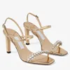 2022 Luxury Summer Meira Sandaler Shoes For Women Crystal Strappy Lady Gladiator Sandalias Perfect High Heels Bridal Wedding Bridals