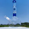 14 inch 35 cm Hookah Bong Glass Dab Rig Clear en Blue Neck Lip Cube Base Water Bongs Rookpijpen 14 mm vrouwelijk gewricht lokaal magazijn