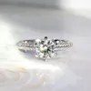 Bröllopsringar S925 Sterling för kvinnor Cubic Zirconia Ring Bridal Engagement Luxury Fine Jewelry Drop 1628 Rita22