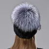 Berets Women Winter Hat Warm Natural Fur Mink Knitted Hats Stylish Russian With Diamond Fashion Female Genuine Snow