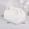 ギフトラップ10pcsレッドケーキフードクラフトペーパーボックスパッケージマフィンカップケーキデザートベーキングボックスハンドルクリスマスウェディングパーティー