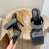 Tofflor Sexig Party Dance Rhinestone Fashion Open Toe PVC Transparenta Sandaler Ladies Black Thin High Heels Stiletto Kvinnor Skor 220321