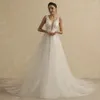 Abito da sposa sexy senza schienale 2022 Sposa A Line Abiti da sposa Boho con scollo a V trasparente