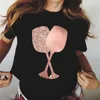 Roségouden wijnglazen t -shirts dames shortsleeve T -shirt wijnglas grappig t shirts 90s ulzzang vrouwelijke zwarte tops tees 220527