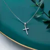 Modian Bländande Zircon Luxury Cross Pendant Real 925 Sterling Silver för Kvinnor Länkkedja Halsband Mode Smycken