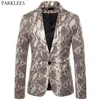 Sexy Snake Pattern Men Blazers Ugly Print One Button Blazer Men Nightclub Festival Party Stage Mens Suit Jacket Blazer Masculino 201104