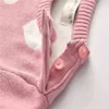 Sweet Kids Baby Girls Valentine's Day Dress, Wool Sticking Sweater Heart Printed Spets Kort kjol Pullover för hösten 1-5 år G220506