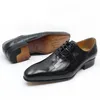 Hombres Zapatos de cuero Crocodile marrón Crocodile Lace-up Toe Oficina formal de boda Oxford Zapatos KB295