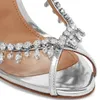 Cristales de lujo Zapatos de boda Mujeres High Heel Bomba zapatos de moda Sandalias de damas de cuero metálico de cuero metálico embellecido