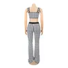 Kvinnor Tracksuits Sommarkläder Tryck Plaid Running T-shirt Byxor Sportkläder Pullover Vest Flared Byxor Outfits Crop Top Ärmlös Leggings Bodysuits 01989