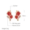 Dangle Lustre Kinel Fashion 585 Or Rose Naturel Zircon Boucles D'oreilles Fleur En Émail Rouge Pour Les Femmes De Haute Qualité Quotidien Fine JewelryDangle Mi