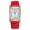 Mode femmes montre bracelet en cuir rouge décontracté poignet cadran carré boîtier en or Rose dame montres horloge