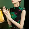 Women Clothing Sleeveless Turtleneck 's T-shirt Flower Prined Mesh Woman Top Spring Summer Tops For 220325