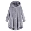 Women Hoodies Sweatshirts Hooded Fleece Casual Warm Button Plush Hooded Hoodie Jacket Fashion Winter Wool Jacket Outwear Coat 201203