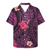 4XL Sexy Vrouwen Uit De Schouder Jurk En Mannen Shirt Rood Paar Hawaii Polynesische Plumeria Prints Club Party Kleden Dropship 220627